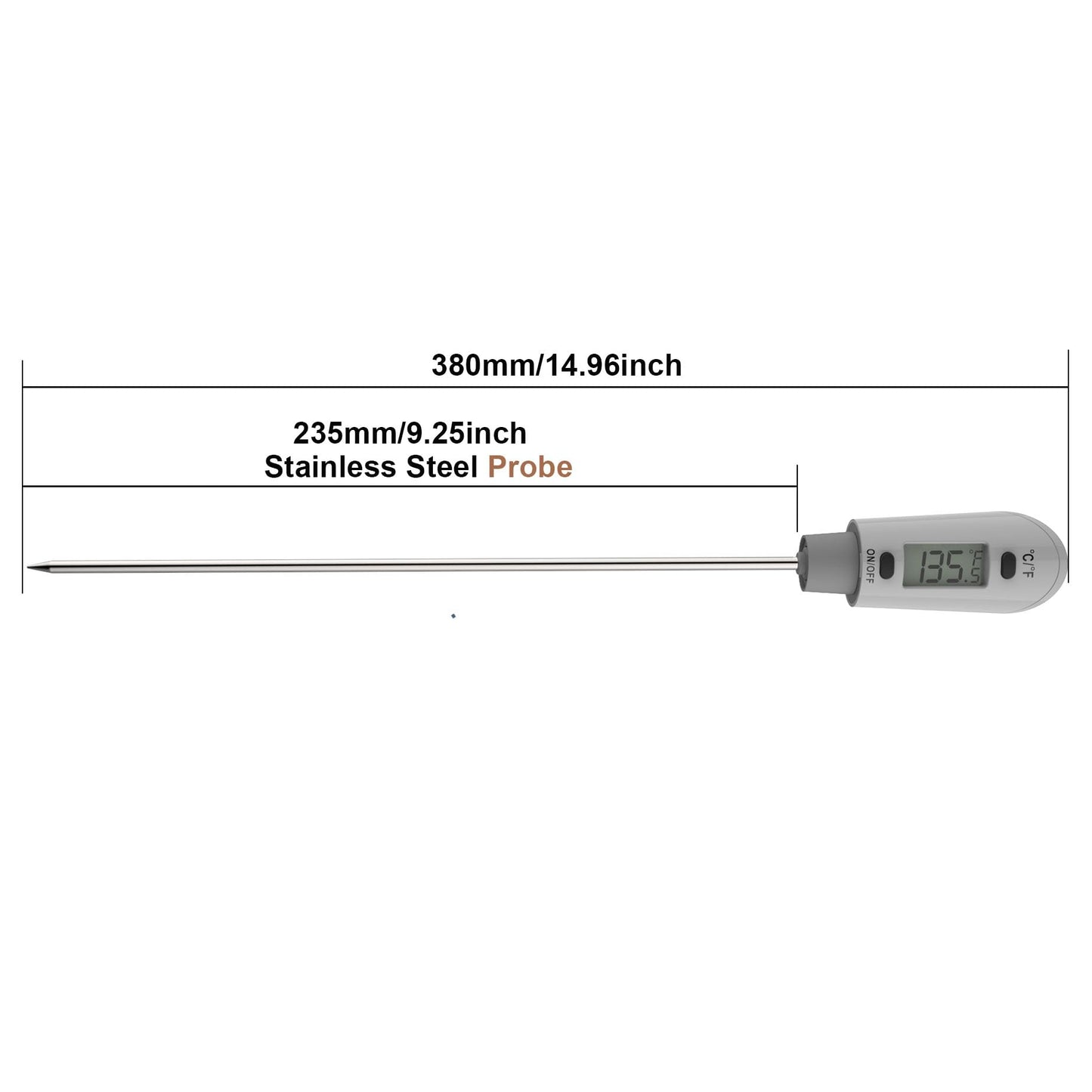 Candy Thermometer Spatula with Pot Clip Digital Thermometer Spatula for Chocolate, Creams, Sauces, Jams and Syrups, Meat Cooking (White)