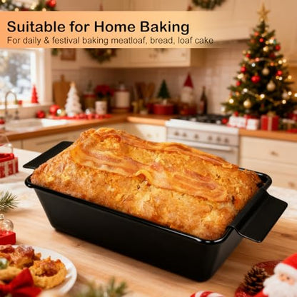 Barlket Meatloaf Pan with Drain Tray, 2 Pack, Non Stick Meat Loaf Pan with Drip Tray, 9.8x5.7 Inch Bread Baking Pan with Insert Easy Removal Perforated, Bakeware Loaf Pan for Oven Roasting Meat