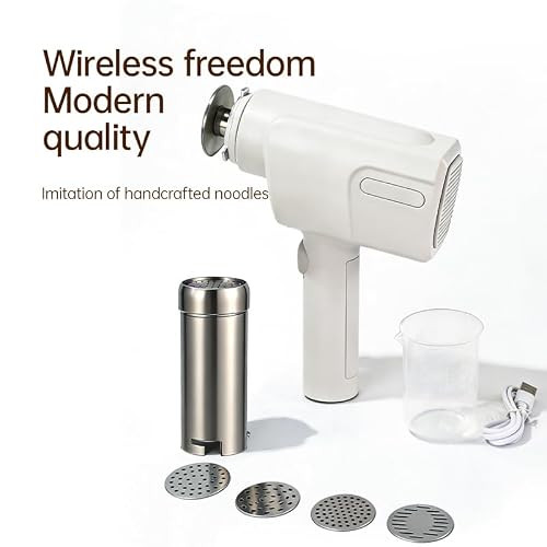 5-in-1 Cordless Electric Noodle Maker, Rechargeable Potato Ricer & Sausage Stuffer, 304 Stainless Steel Handheld Multifunctional Kitchen Tool Easy Clean for Homemade Pasta Baby Food