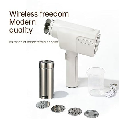5-in-1 Cordless Electric Noodle Maker, Rechargeable Potato Ricer & Sausage Stuffer, 304 Stainless Steel Handheld Multifunctional Kitchen Tool Easy Clean for Homemade Pasta Baby Food