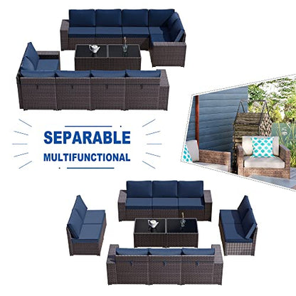 Kullavik 12 Piece Patio Furniture Set, Outdoor Wicker Sectional Sofa