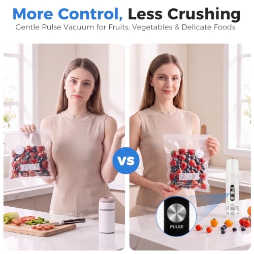 Xeiophoy Compact Handheld Food Vacuum Sealer with 30 Reusable Vacuum Bags