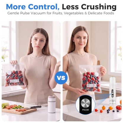 Xeiophoy Compact Handheld Food Vacuum Sealer with 30 Reusable Vacuum Bags