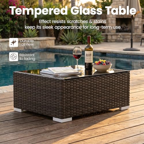 Vakollia 10 Pieces Patio Furniture Set with 44" Propane Gas Fire Pit Table