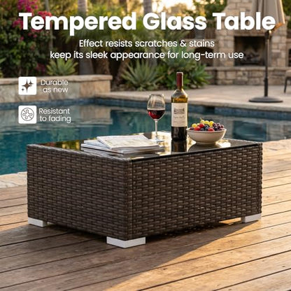 Vakollia 10 Pieces Patio Furniture Set with 44" Propane Gas Fire Pit Table