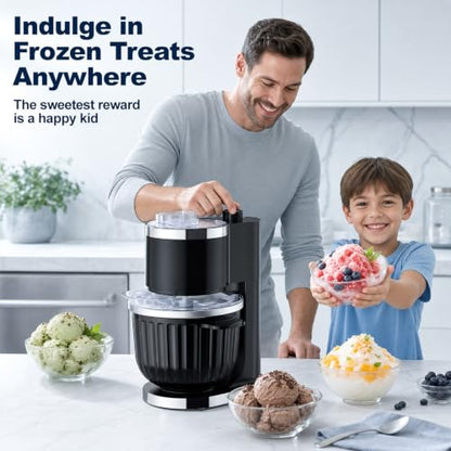 Ice Cream Maker & Shaved Ice Machine, 2-in-1 Slushie Machine