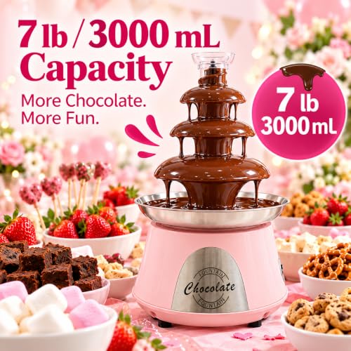 WEDFHJKO 4 Tier Chocolate Fondue, Electric Chocolate Fountain Machine