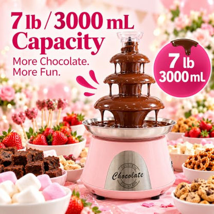 WEDFHJKO 4 Tier Chocolate Fondue, Electric Chocolate Fountain Machine