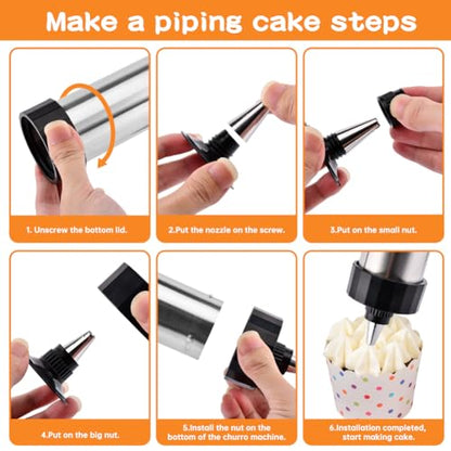Stainless Steel Cookie Press for Baking,Cookie Maker,Cookie Press Gun Kit with 13 Cookie Discs and 8 Piping Tips for DIY Cake Maker Decorating Baking Supplies