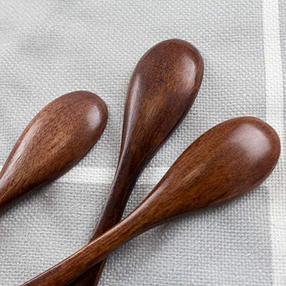 HANSGO Small Wooden Spoons, 6PCS Small Soup Spoons Serving Spoons Wooden Teaspoon for Coffee Tea Jam Bath Salts, 6"