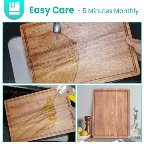 Acacia Wood Cutting Boards Set with Juice Groove & Handles for Kitchen 3-Piece Charcuterie Chopping Board for Meat Cheese Fruits Vegetables