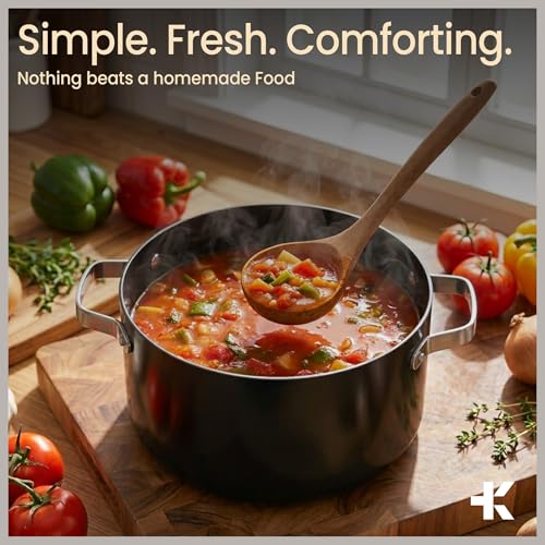 Bakken 16 Quart Ceramic Coated Stock Pot with Lid, Easy Clean Nonstick Pot, Tempered Glass Lid, Riveted Stainless Steel Handles, Oven Safe Up To 500°F, PTFE & PFAS Free, All Stove Compatible, Black