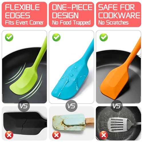 Kodreat 5 Pieces Silicone Spatula Set BPA Free Non Stick Rubber Spatula Heat Resistant Set Ideal for Baking Cooking Mixing Dishwasher Safe Kitchen Tools Multicolor