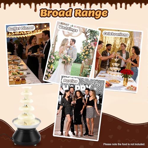 Commercial Chocolate Fountain, 5 Tier 7 Ibs Large Commercial Hot Chocolate Fondue Tower, 230W Electric Chocolate Fondue Fountain Machine 86-230℉ Temperature Adjustable (Black)