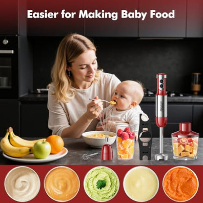 Immersion Blender Handheld 1200W, 20-Speed 5-in-1 Hand mixer