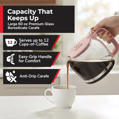 MUELLER HOME 12-Cup Pink Coffee Maker