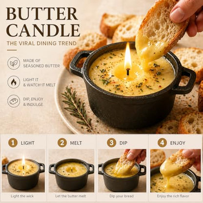 HAWOK Mini Cast Iron Cocottes, Dia 3 inch, 4 oz. Set of 3 PCS, Mini Dutch Oven, with Wooden Tray, 7-Piece, Appetizer/Dessert Sampler, Pre-seasoned