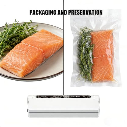 Vacuum Sealer For Food, 75KPA Strong Suction for Dry & Wet Food Preservation, 210mm Sealing Width with LED Digital Timer & Indicator, Countertop Food Sealer Includes 40 Bags for Home Kitchen