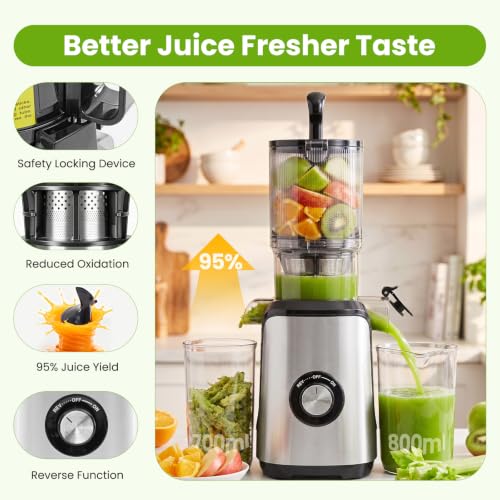 KMFurnila Juicer Machines, Electric Slow Masticating Cold Press Juicer