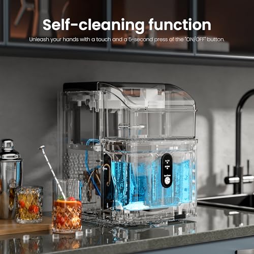 Kismile Nugget Ice Maker Countertop, 33 Lbs/Day,Self-Cleaning,Steel