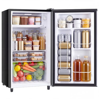 DUMOS 3.2 Cu.Ft Mini Fridge with Freezer, Single Door Refrigerator with Adjustable Thermostat, Compact Small Fridge for Bedroom, Office, Dorm,Single Door Silver