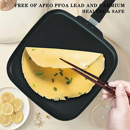 LECOOKING 10 Inch Square Griddle Pan, Nonstick Grill Pan for Cooking Eggs, Omelettes, and More, Griddle Cookware, PFOA Free