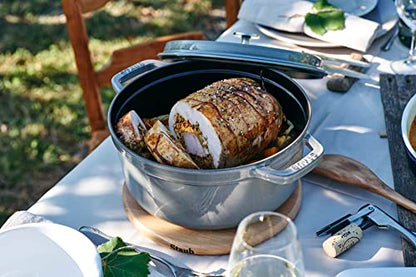 Staub Cast Iron 9-qt Round Cocotte - Graphite Grey