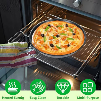 AKOLAFE 4 Pack Deep Dish Pizza Pan 12 Inch Pizza Pan for Oven Large Non Stick Pizza Plates Set Round Pizza Baking Sheet Nonstick Carbon Steel Pizza Sheet Personal Metal Pizza Trays for Serving Cooking