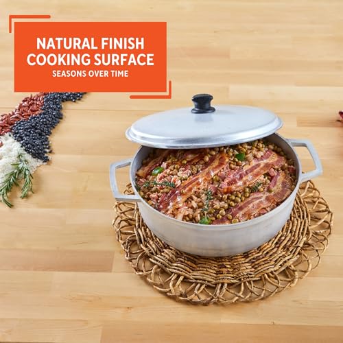 IMUSA 7.5 Quart Traditional Natural Made in Colombia Caldero with Lid for Cooking and Serving,Silver