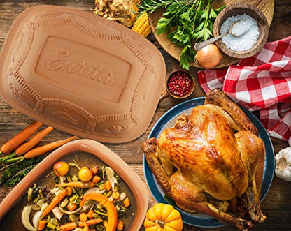 Eurita Clay Roaster, 4 Quart, 3.78 Litres, Non-Stick Earthenware, Toxin-Free, Healthy Clay Pot Cooking, Versatile Cooking Dutch Oven, Digital Recipe and Instructions Included