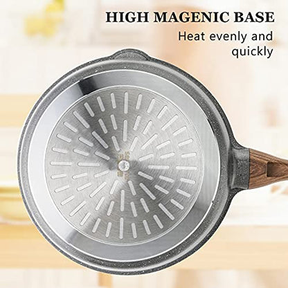 SENSARTE Nonstick Skillet, Deep Frying Pan 10/11/12-inch, Saute Pan with Lid, Stay-cool Handle, Healthy Stone Cookware Cooking Pan, Induction Compatible (10-Inch/3.5QT)