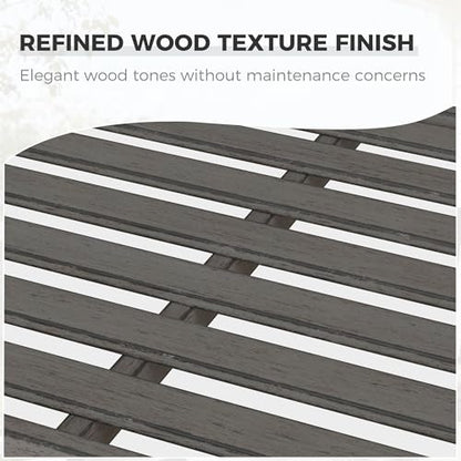 Grand patio Farmhouse Outdoor Bench, Garden Benches with Anti-Rust Aluminum, Faux Wood Grain Finish Frame Patio Bench for Front Porch, Weathered Gray