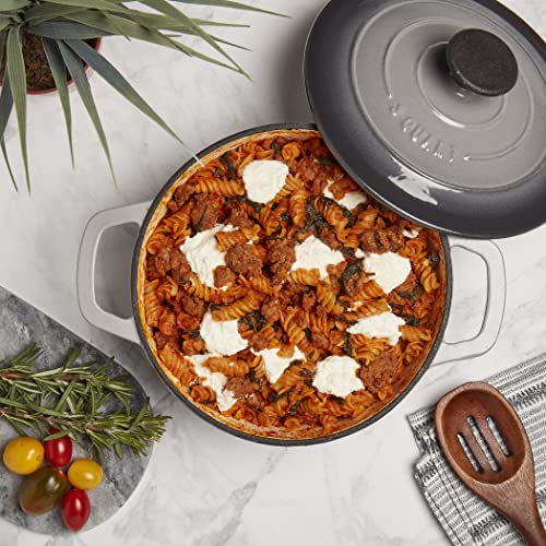 Smith & Clark 3-Quart Enameled Cast Iron Dutch Oven Pot with Lid, Gray