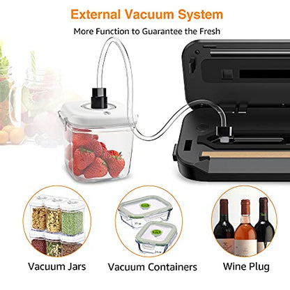 Updated Vacuum Sealer Machine 2025, MEGAWISE Food Sealer w/Starter Kit, Dry & Moist Food Modes, Compact Design with 10 Vacuum Bags & Built-in Cutter (Grey)
