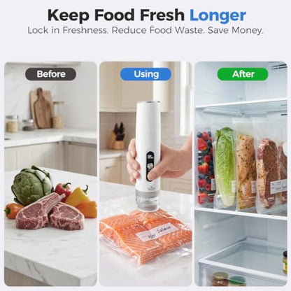 Xeiophoy Compact Handheld Food Vacuum Sealer with 30 Reusable Vacuum Bags