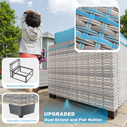 Sweecci Outdoor PE Wicker Rattan Modular Patio Sectional Sofa Set