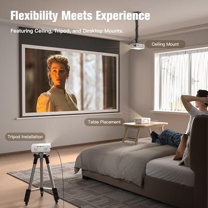 AuKing Projector, 2026 Upgraded Mini Projector, Full HD 1080P Home Theater Video Projector, Compatible with HDMI/USB/AV/Smartphone/TV Box/Laptop