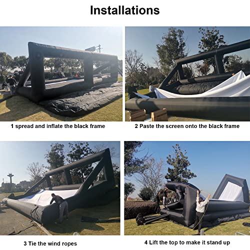 41ft/40 ft Inflatable Movie Screen Outdoor Exclude Blowers - Front and Rear Projection - Commercial Projector Screen for School, Churches, Grand Parties, Drive-in Theater(41ft Without Blowers)