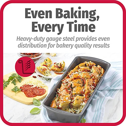 GoodCook Nonstick Loaf Pan Extra-Large Heavy-Duty Steel Bakeware with Easy-Clean Non-Stick Coating, Oven & Dishwasher Safe Pan for Meatloaf Breads Cakes Lasagnas Casseroles & More, 13 x 5-Inch, Gray