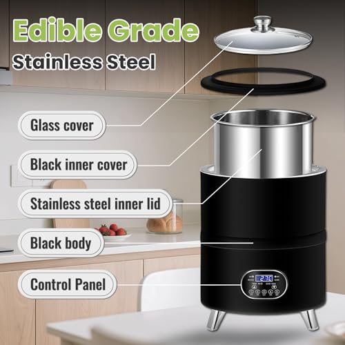8L/8qt Yogurt Maker Machine, Yogurt Maker with Time and Temperature Control, Commercial Yogurt Maker, Black garlic fermentation machine, Sweet Rice Wine Maker for Home (black, 8L)