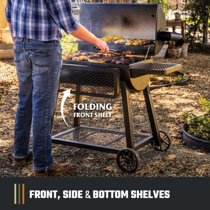 Oklahoma Joe’s Laredo Series 900 Offset Charcoal Smoker and Grill with 916 sq. in. Cooking Area in Black