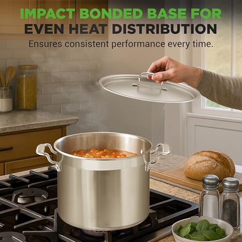 NutriChef Stainless Steel Cookware Stockpot - 14 Quart, Heavy Duty Induction Pot, Soup Pot with Stainless Steel Lid, Gas, Induction, Ceramic, Glass and Halogen Cooktops Compatible - NCSPT14Q