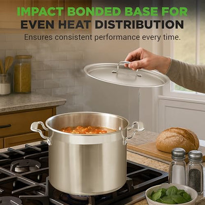 NutriChef Stainless Steel Cookware Stockpot - 14 Quart, Heavy Duty Induction Pot, Soup Pot with Stainless Steel Lid, Gas, Induction, Ceramic, Glass and Halogen Cooktops Compatible - NCSPT14Q