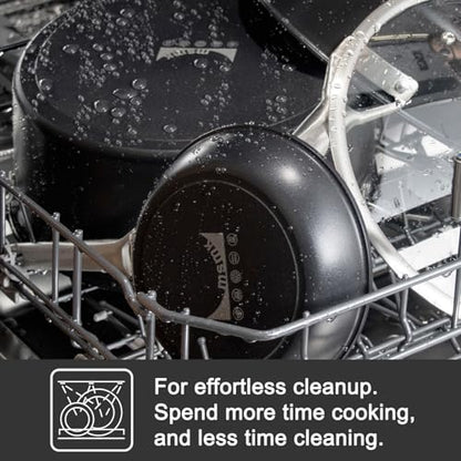 MsMk 7 inch Small Frying Pan Skillet, Carbonize also Non-Stick Saute Pans, PFAS & PFOA Free Non-Toxic, Scratch-resistant, for Induction, Ceramic and Gas Cooktops All Stovetops, Dishwasher & Oven Safe