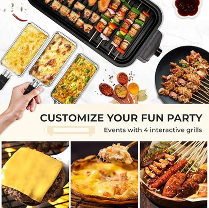 Pukomc Electric Indoor Grill,2 in 1 Indoor Grills for Kitchen with Grill Net & Non-Stick Cooking Removable Plate, Temperature Control, Dishwasher Safe, 1700W Black