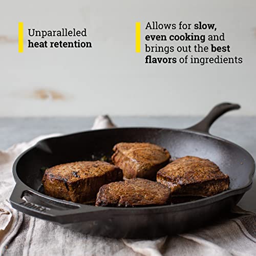 Lodge 12" Cast Iron Skillet - Chef Collection - Perfect Sear - Ergonomic Handles - Superior Heat Retention - Cast Iron Cookware & Skillet