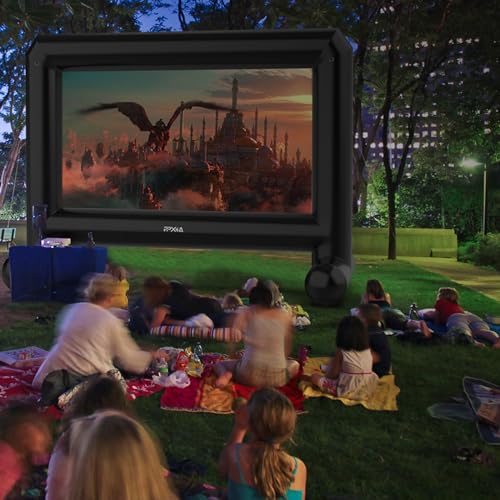 Inflatable Projector Screen for Outside 15ft Blow Up Movie Screen Outdoor with Air Blower, Easy Set Up Inflatable TV Home Theather for Backyards Movie Nights Party Fun, Support Front Rear Projection