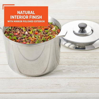 IMUSA USA Heavy Duty Cajun Aluminum Stock Pot 14 Quart, Silver