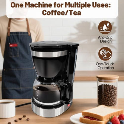 DITOSH 10 Cup Drip Coffee Maker One-Touch Anti-Drip Coffee Machine with Reusable Filter Carafe Auto Keep Warm Plate Spoon Coffee Pot Suitable for Home Use 110V