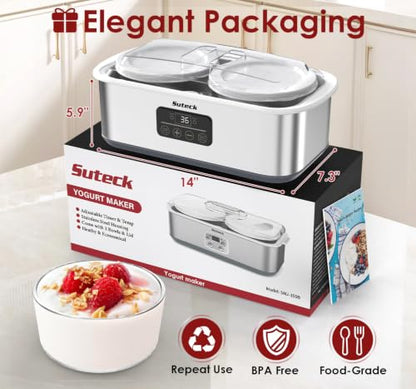 Suteck Yogurt Maker for Probiotic Greek Yogurt with Timer & Temp Control